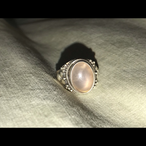 Sterling silver heart Pansy Ring 7.25